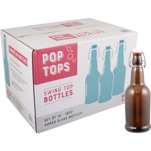 Brown EZ Cap Bottles w/ Swing Top - 16 oz