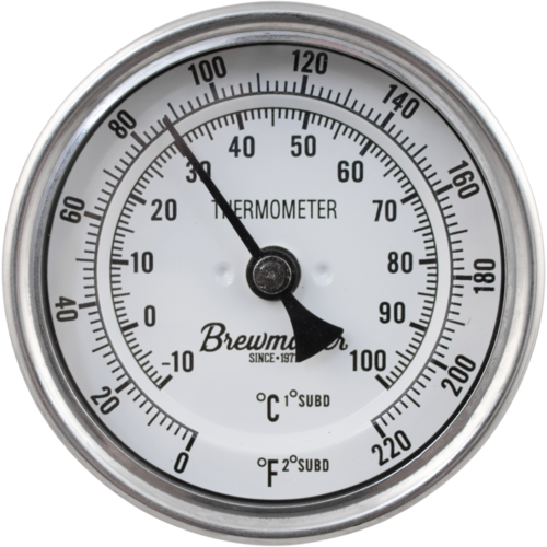 Kettle Thermometer, 3 Dial, 4 Probe, 1/2 MPT