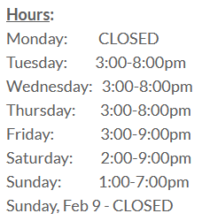 Updated Hours for 2025